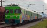 Multiple units 711-007 are leaving Pragersko on the way to Murska Sobota.
