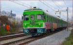 Multiple units 711-008 are running through Maribor-Tabor on the way to Murska Sobota. /26.3.2014