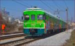 Multiple units 711-007 are running through Maribor-Tabor on the way to Murska Sobota. /13.3.2014