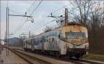 Multiple units 813-130 are running through Maribor-Tabor on the way to Zidani Most. /5.3.2014