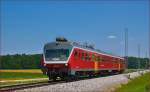 Multiple units 813-119 are running through Cirkovce-Polje on the way to Maribor.