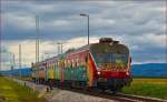 Multiple units 813-118 run through Cirkovce-Polje on the way to Središče. /11.7.2014