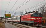 Electric loc 342-014 pull EC158 ‘Croatia' through Maribor-Tabor on the way to Vienna.