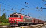 S´ 363-018 is hauling freight train through Pragersko on the way to port Koper.