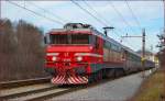 Electric loc 363-008 is hauling EC151 'Emona' through Maribor-Tabor on the way to Ljubljana. /2.1.2014