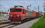 Electric loc 363-014 pull container train through Maribor-Tabor on the way to Koper port.