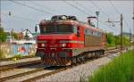 Electric loc 363-028 is running through Maribor-Tabor on the way to Tezno yard. /7.5.2014