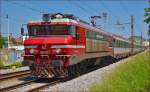 Electric loc 363-022 pull EC151 'Emona' through Maribor-Tabor on the way to Ljubljana.