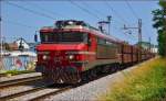Electric loc 363-003 is pulling freight train through Maribor-Tabor on the way to Koper port.