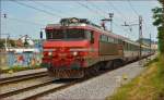 Electric loc 363-018 pull EC151 'Emona' through Maribor-Tabor on the way to Ljubljana.