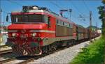 Electric loc 363-027 pull freight train through Maribor-Tabor on the way to Koper port.