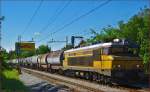 Electric loc 363-005 pull freight train through Maribor-Tabor on the way to the north. /28.8.2014