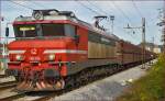 Electric loc 363-016 pull freight train through Maribor-Tabor on the way to Koper port. /11.11.2014