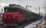 Electric loc 363-002 pull empty ore train through Maribor-Tabor on the way to Koper port.