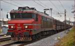 Electric loc 363-026 pull empty ore train through Maribor-Tabor on thje way to Koper port. /9.12.2014