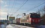 Electric loc 363-034 pull container train through Maribor-Tabor on the way to the north.