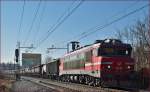 Electric loc 363-034 pull freight train through Maribor-Tabor on the way to the north.