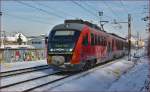 Multiple units 312-128 run through Maribor-Tabor on the way to Zidani Most. /2.1.2015