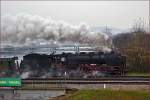 Steam loc 06-18 pull passenger train over Drava Bridge on the way to Pragersko.