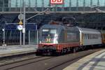 Hector rail 242 517 stands in front of a FlixTrain in berlin Hbf on 5 April 2018.