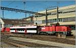 SBB Am 841 026-8 with a Domino carriage in Lausanne. 13.04.2011
