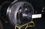 The transmission of the elektric motor power to the wheel by system Buchli, in engines like class Ae 3/6 I and Ae 4/7, demontrated at Zrich main-railroad-shop, October 25th, 1980.