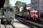 Ae 4/7 No 10905 and RHB (Rorschach-Heiden-Bahn) BDe 4/4 No 24, at Rosschach, September 6th, 1998.