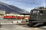 Ae 6/6 No 11433 and Ge 4/4 II No 633 at Chur, October 1991.