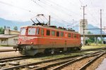 On 17 June 2001 SBB 11424 runs round at Buchs SG.