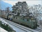 The SBB Ae 6/6 11452 wiht a Cargo train by Villeneuve.