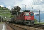 SBB Ae 6/6 11446 with a Cargo train in Rivaz  29.06.2009