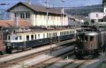 ABDZe 4/6 No 737 and Ae 6/8 No 205 at Spiez, July 28th, 1980.