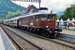 Swiss Dining Express with BLS 208 stands during the festivities of 100 Years of BLS at Frutigen on 30 June 2013. 