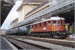 The  L'Association 141R568  special  Train Chasse  with the ex BLS Ae 6/8 N° 205 at the stop in Lausanne. October 14, 2023