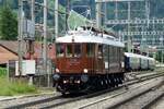 Celebrating 100 years of the BLS, BLS 208 runs light through Frutigen on 30 June 2013.