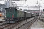 EBT-102 banks an extra train out of Luzern on a rainy 15 May 2026.