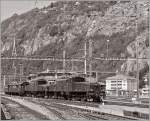 two Crocodiles loks Be 6/8  arriving with a special SBB Historic service is arriving at Brig.
20.08.2012