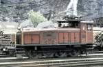 Ee 3/3 No 16320 at Biasca, May 29th, 1981. This locomotive had the nick-name: shoe (Halbschuh) and loundry iron (Bgeleisen).