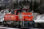 BLS 132 enjoys the scenery at Kandersteg on New Year's  Day 2019. The loco still has the colours of one of the local and regional operators that eventually found themselves back in the BLS ranks.
