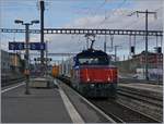 The SBBCargo Eem 923 028-5 with a Cargo train in Morges.
22.02.2017