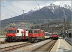 Brig with an IC to Bern, the Re 4/4 II 11114 and the Re 460 002-9.
12.04.2015