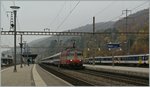 The SBB Re 4/4 Swiss Espress with an IC from Zürich to Bruxelles in Stein Säckingen.