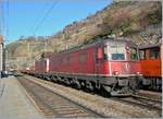 The SBB Re 6/6 11617 and a Re 4/4 II wiht a Gargo Train in Ausserberg.