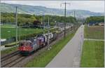 The SBB Re 420 314-7 with an Am 843 and a Cargo Train by Gland.