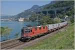 The SBB RE 420 255-2 with a Cargo train by the Castle of Chillon. 
21.08.2018