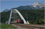 A SBB Re 4/4 II wiht his IR on the new Rhone Bridge by Massogex (Bex-St Maurice Line) .