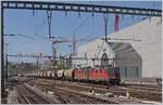 The SBB Re 4/4 11250 and 11275 wiht the  Spaghetti  Cargo Train in Lausanne.