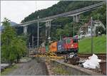 The SBB Re 4/4 II 11346 (Re 420 346-9) wiht a Cargo Train by Villeneuve.