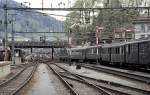 Re 4/4 II is starting from St. Gallen, May 16th, 1982.
