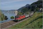 The SBB Re 4/4 II 11327 (Re 420 327-9) and an other one by the Castle of Chillon on the way to St Maurice. 

07.09.2021